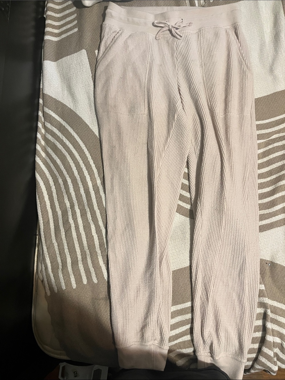 stars above Ribbed Drawstring Joggers in Blush Pink